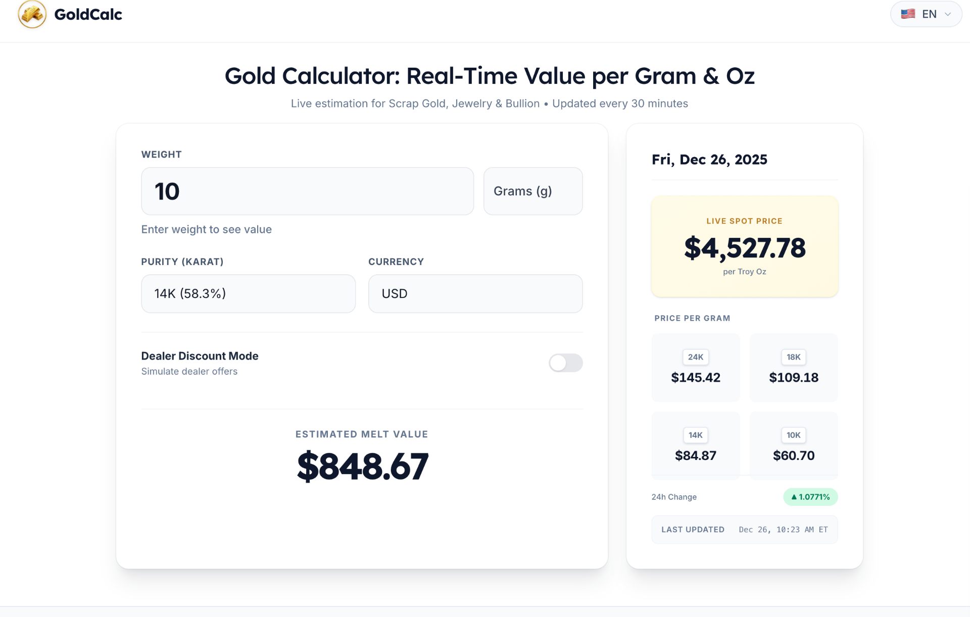 goldcalctool screenshot and logo
